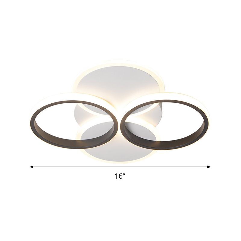 16"/19.5" W Acrylic Ring Ceiling Mount Simple LED Black/White Flush Mount Lighting Fixture in Warm/White Light