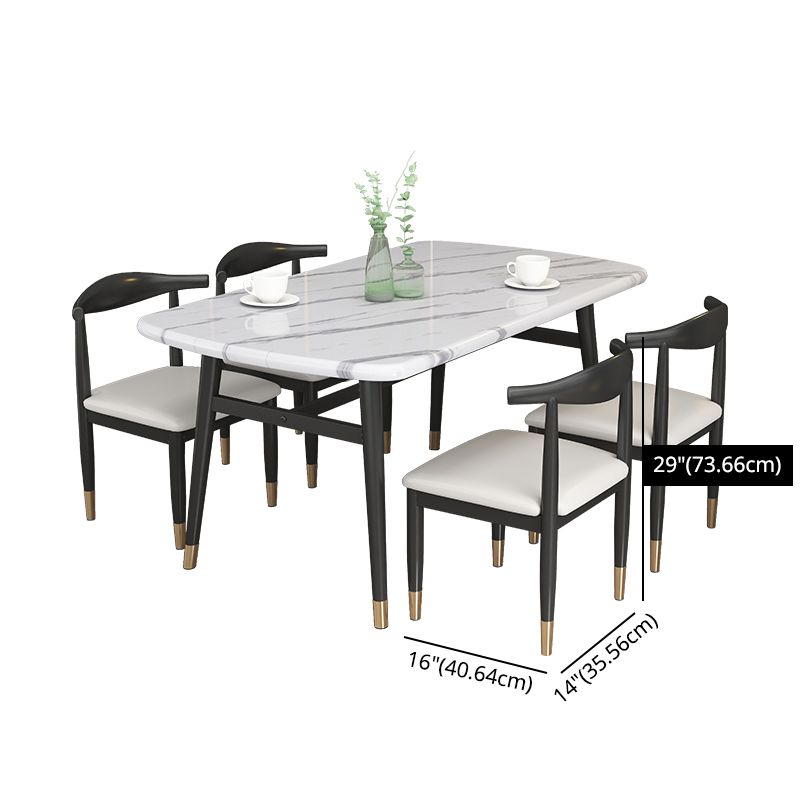 Modern Sintered Stone Dining Table Furniture with Rectangle Shape Dinette Set with 4 Legs Table