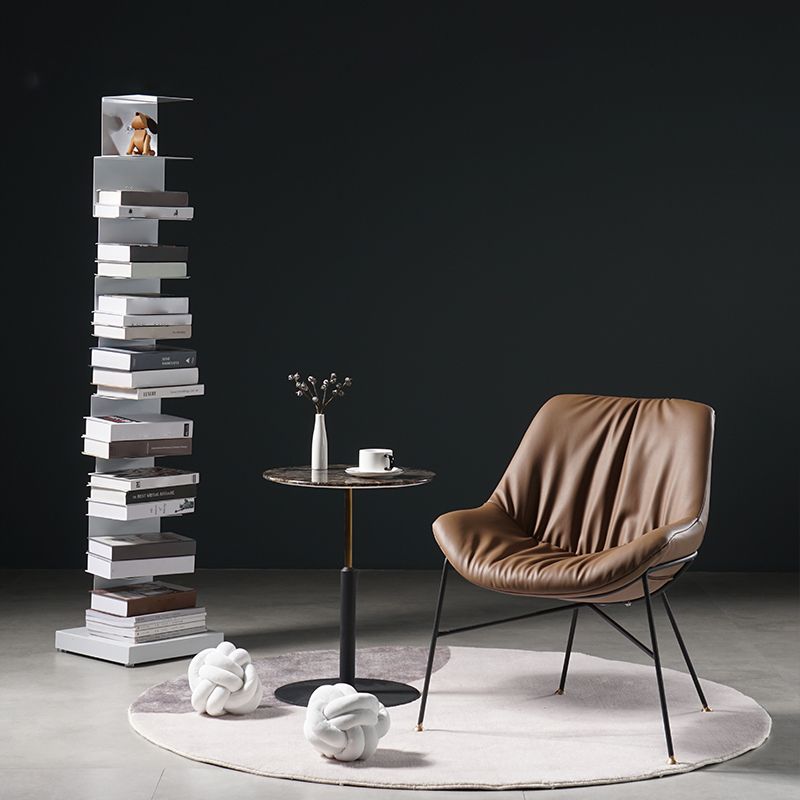 Chaise en cuir de style contemporain, chaise sans accoudoirs avec pieds en métal pour cuisine