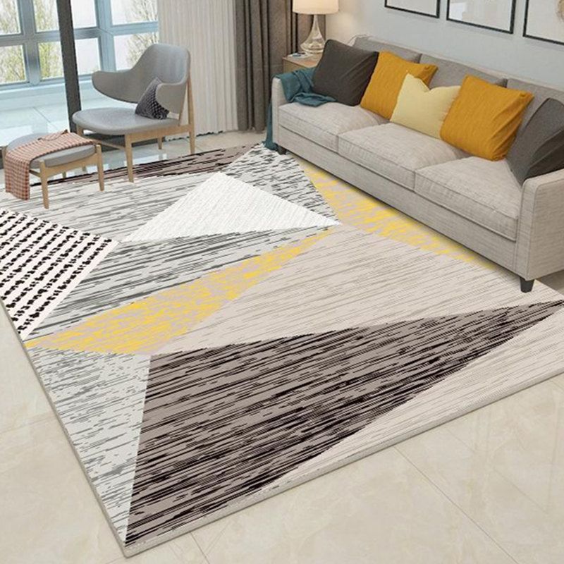 Nordic Geometric Pattern Rug Multi-Color Polypropylene Carpet Anti-Slip Washable Stain Resistant Rug for Great Room