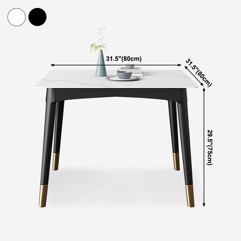 Industrial Sintered Stone Kitchen Dining Table Square Shape Standard Dining Table with 4 Legs Base