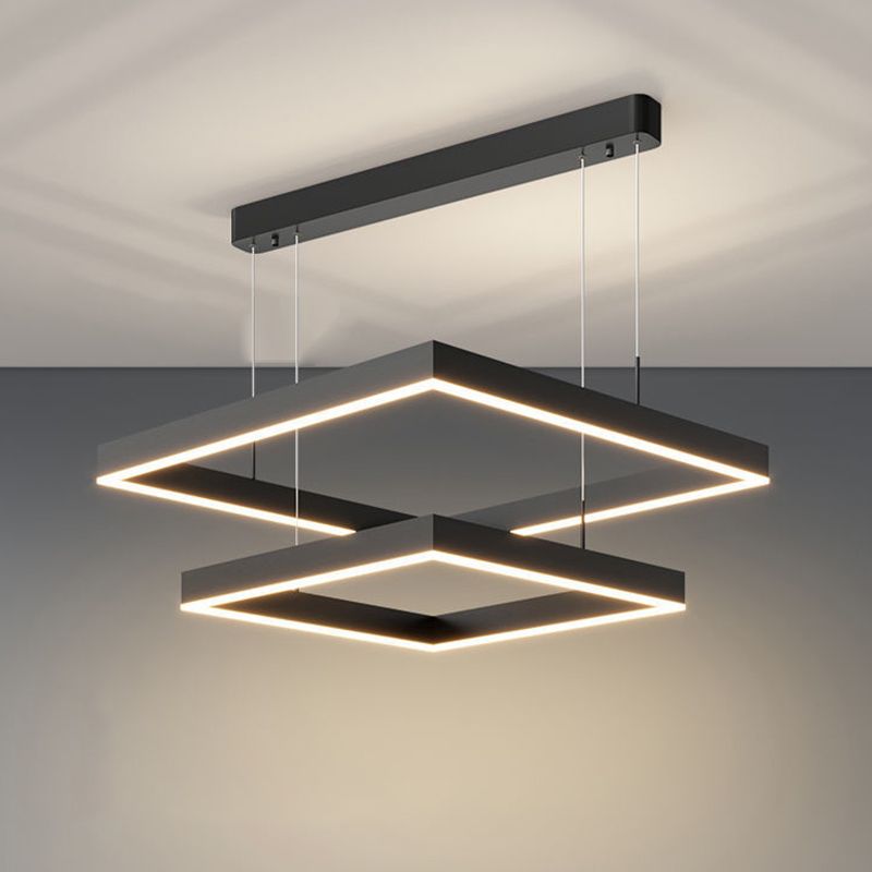 Rectangular Contemporary Chandelier Light Fixtures Restaurant Hanging Chandelier with Acrylic Shade