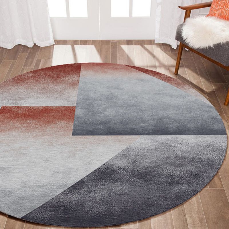 Modernism Ombre Pattern Rug with Stripe Grey Multicolor Polyester Rug Non-Slip Backing Washable Pet Friendly Carpet for Bedroom