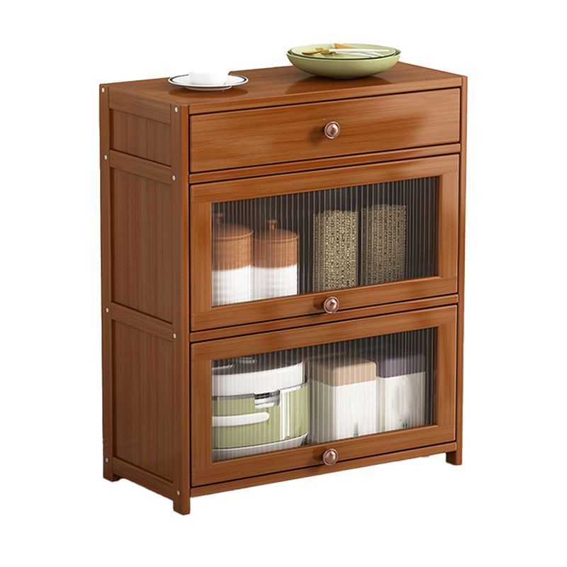 Modern Rectangle Accent Cabinet Brown Wood Knobs Side Cabinet with Doors