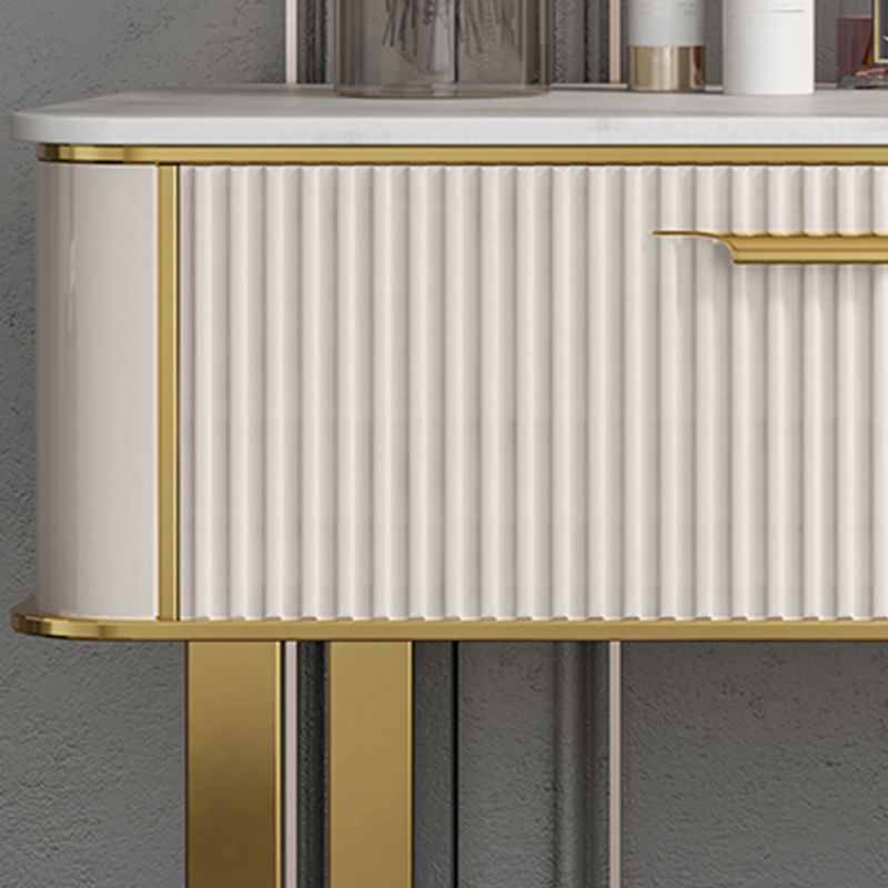 Glam Slate Top Make-up Vanity Wooden Vanity Dressing Table Set with 2 Drawers