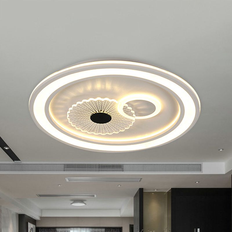 Illuminazione da incasso a LED per camera da letto Lampada da incasso contemporanea con finitura bianca con paralume acrilico rotondo