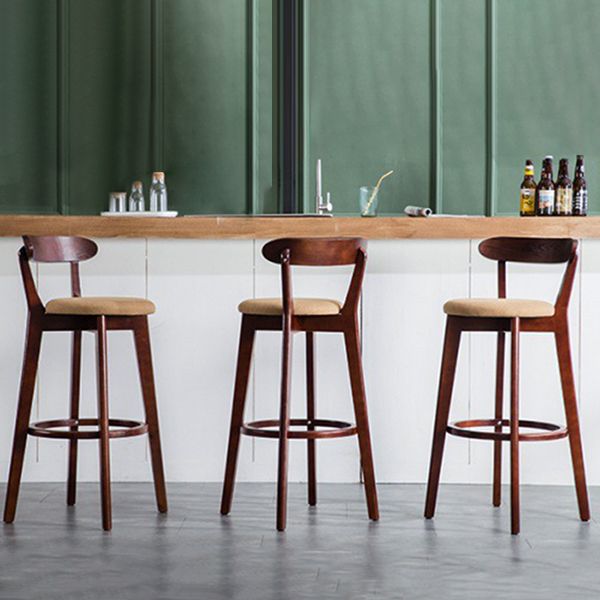 Contemporary Beech Home Barstool Matte Finish Upholstered Bar Stools
