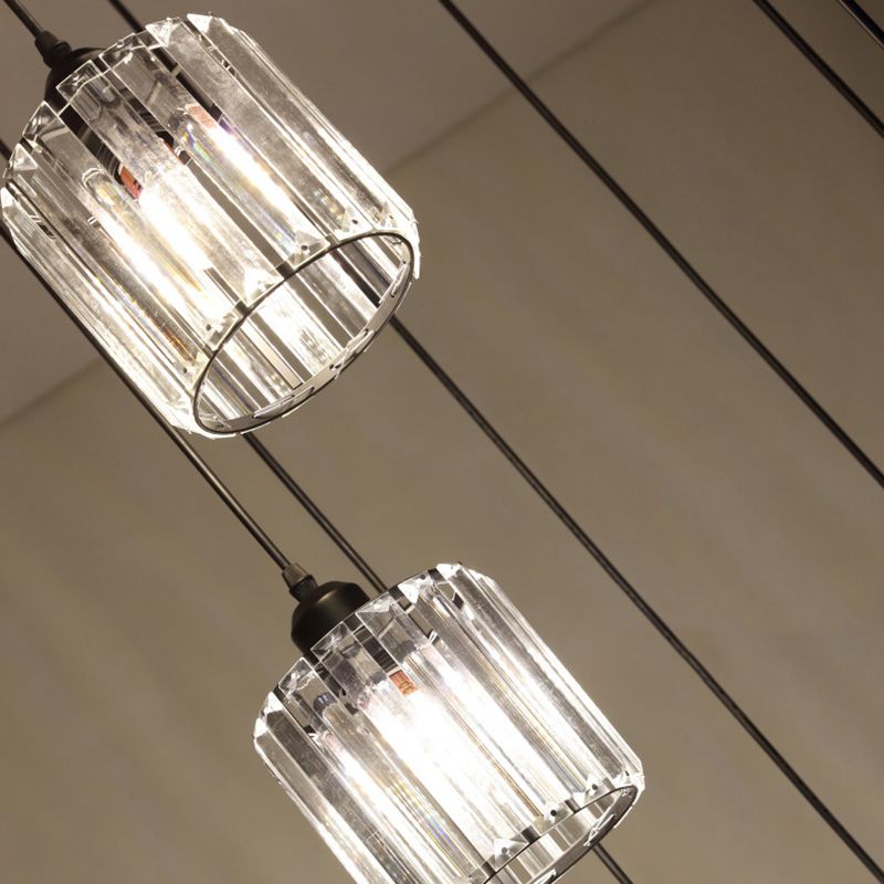 Cilindrische kristal prisma hanger moderne stijl zwart zwart hangend licht voor trap
