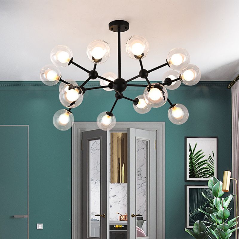 Lampade del lampadario in metallo nero moderno lampade a sospensione a sospensione multipla per soggiorno