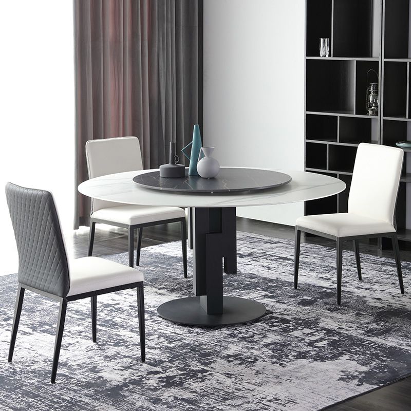 Modern Round Dinette Set 1/4/7 Pieces Sintered Stone Top Dining Table Set with Turntable