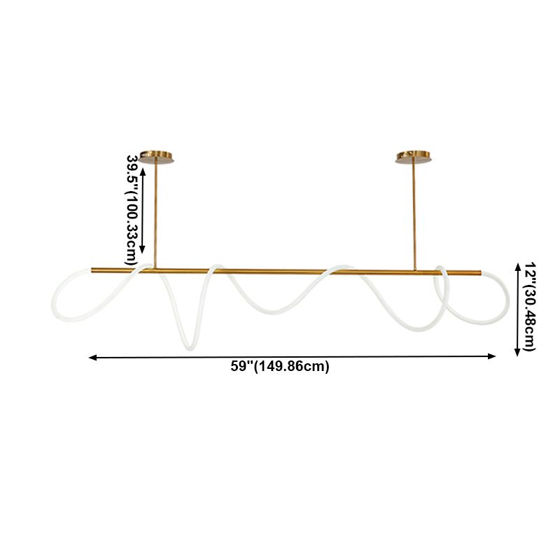Modern Style Linear Hanging Pendant Light Silica Gel 1 Light Pendant Light Fixture