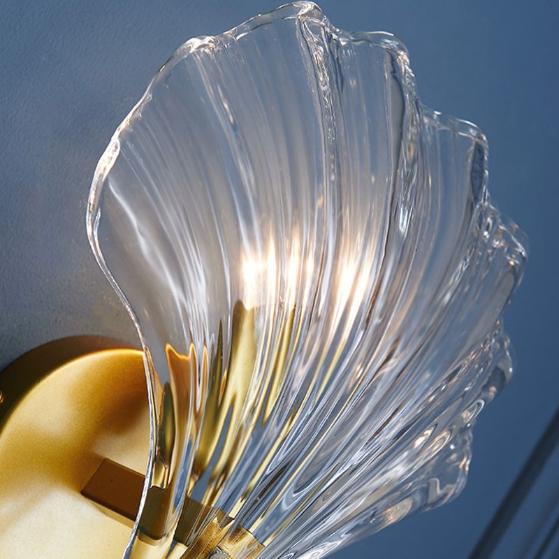Glass Shell-Shaped Wall Light Sconces Modern 1 Light Wall Mounted Lamp