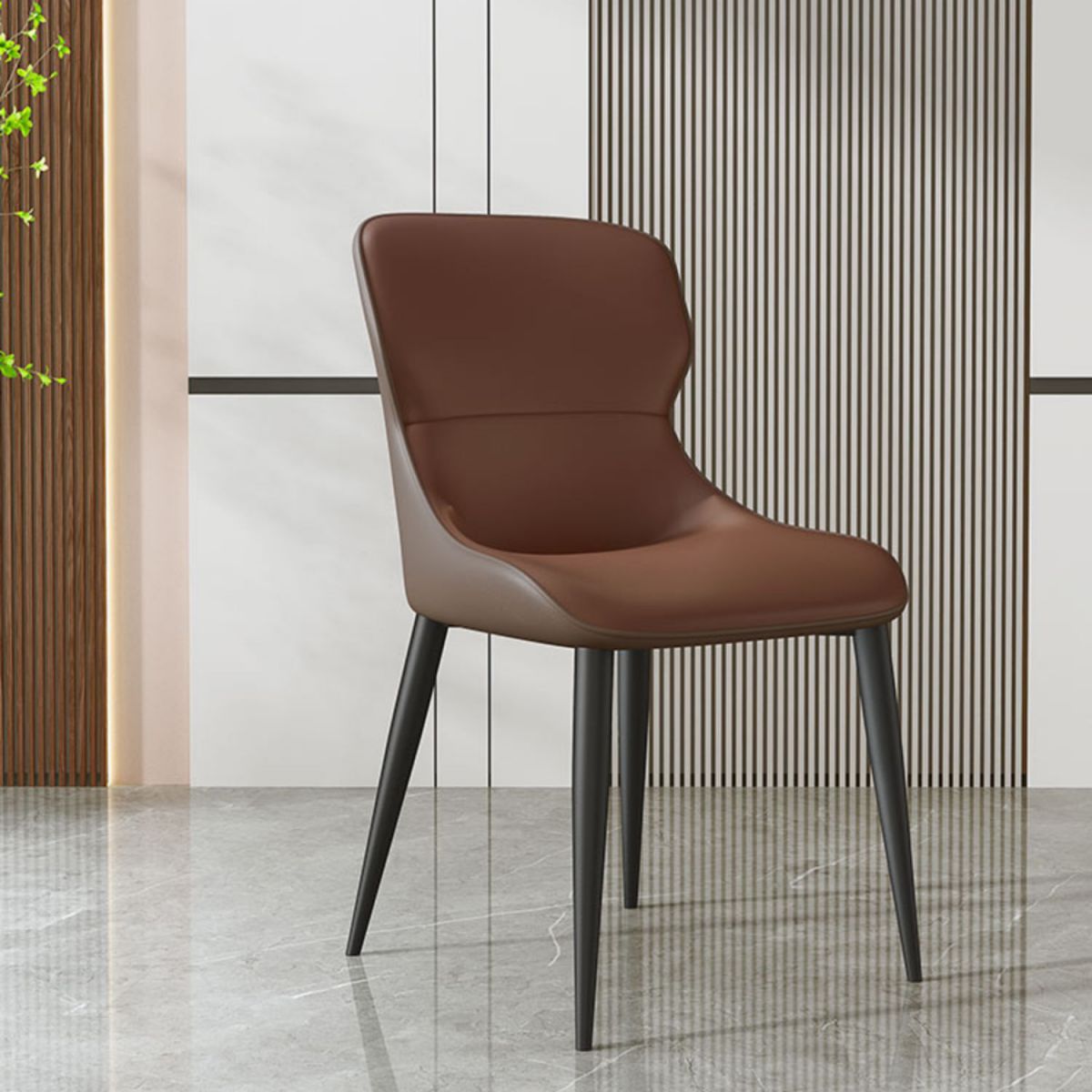 Modern Parsons Side Chair Leather Indoor Dining Chair (Set of 2)