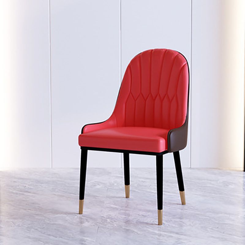 Contemporary Side Chair Upholstered Armless Faux Leather Dining Chairs