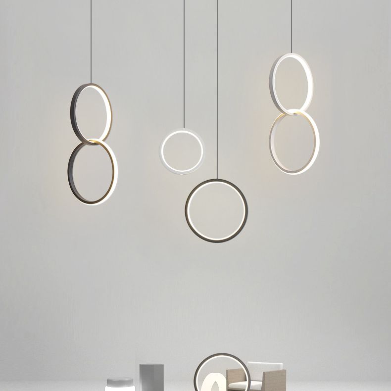 Minimalist LED Suspension Pendant Light Circle Hanging Light Fixture with Metal Shade