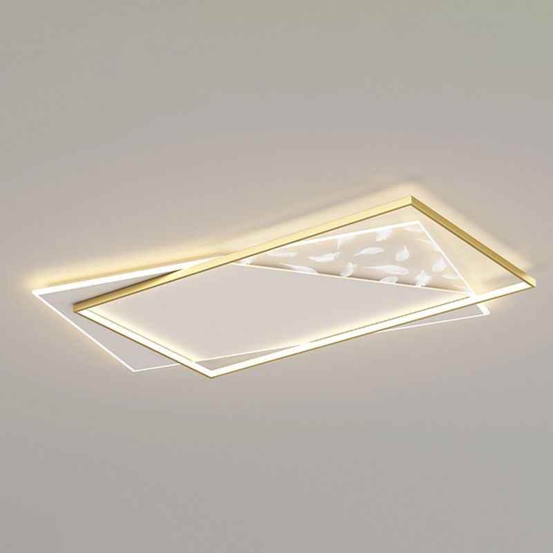 Gouden geometrische LED-plafondlamp in moderne creatieve stijl veren acryl semi-inbouwmontage voor woonkamer