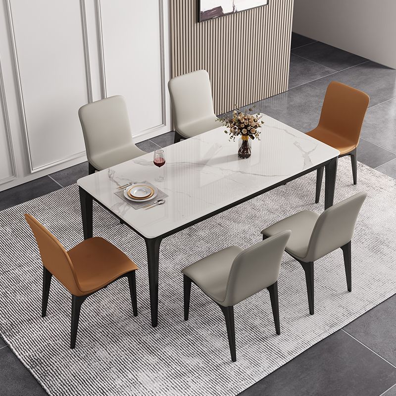 Mesa de comedor blanca de piedra sinterizada de mediados de siglo Modern 4 patas Mesa para comedor