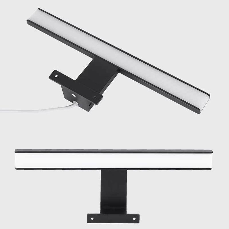 1-Light Metal Linear Shade Wall Sconce Modern Style Mirror Wall Lighting in Black