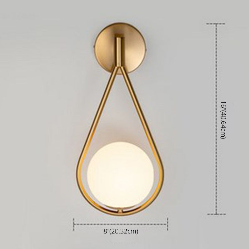 White Glass Globe Wall Light 1 Light Modern Minimalist Sconce Light for Study Living Room