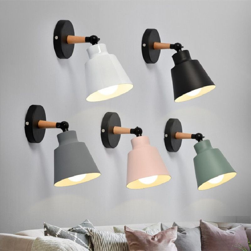 Contemporary Colorful Wall Light Simple Wooden Wall Light Sconce for Living Room