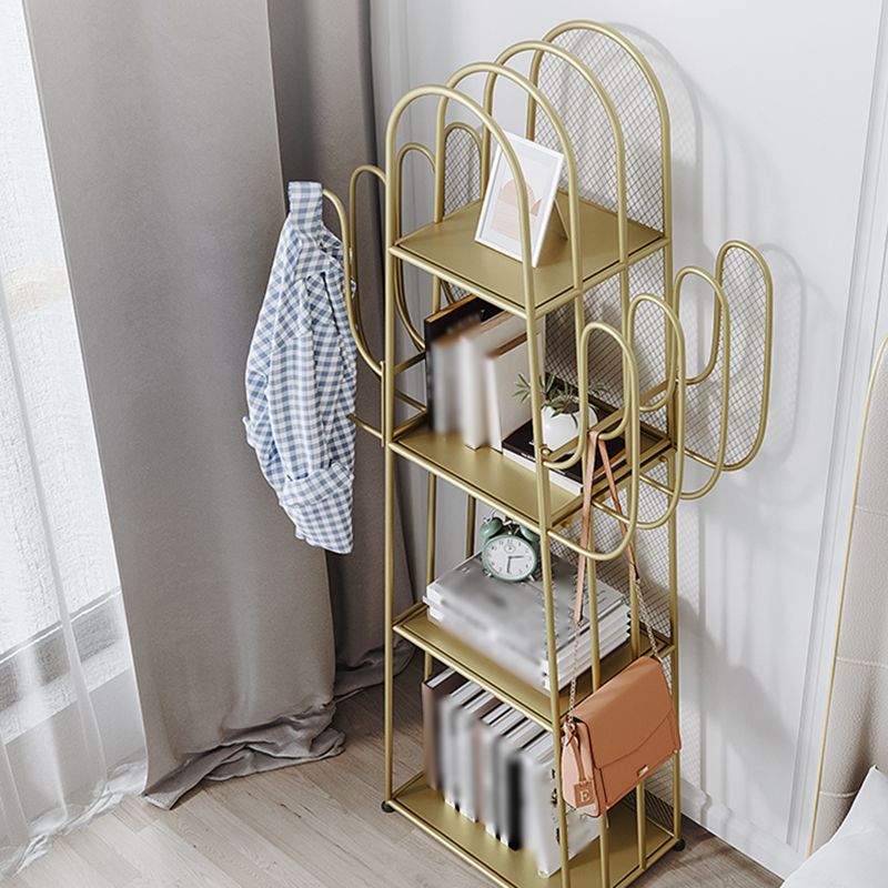 59"H Scandinavian Style Bookshelf Metal Shelf Bookcase for Home Use