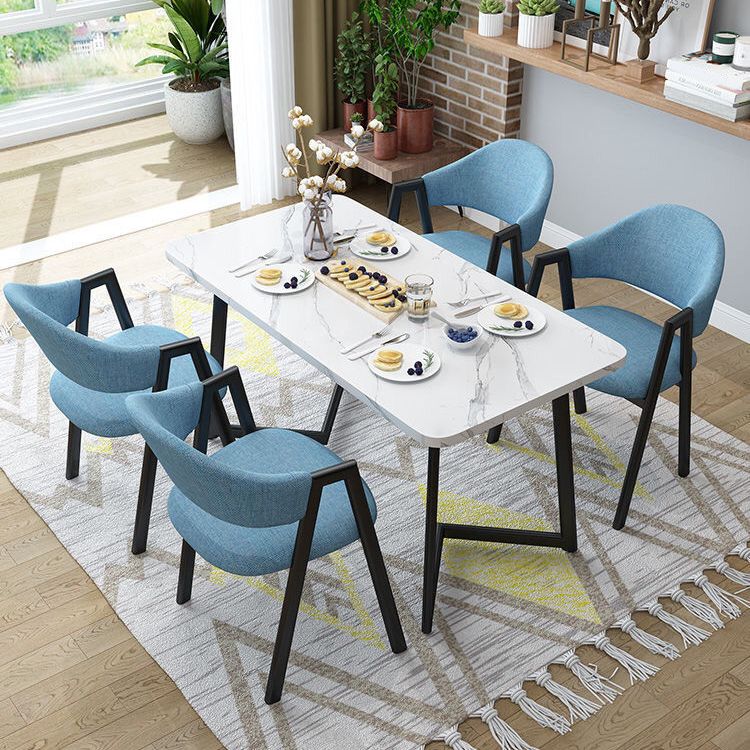 Contemporary Rectangular Wooden Dining Table with Black Double Pedestal