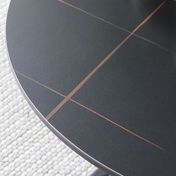 Traditional Luxury Style Dining Table Round Sintered Stone Table with Metal
