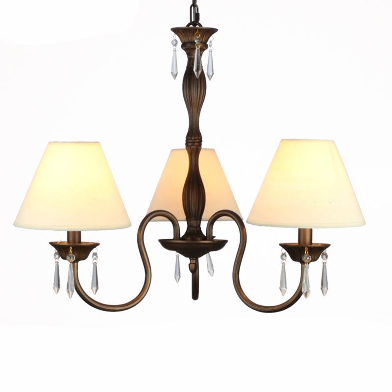 Vintage conische kroonluchter veelkleurige geplooide stof hanglamp