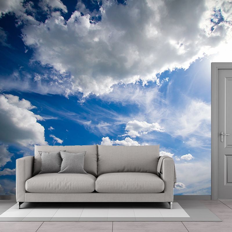 Blue Sky Modern Style Water Resistant Sitting Room Wall Covering, Personalized Size