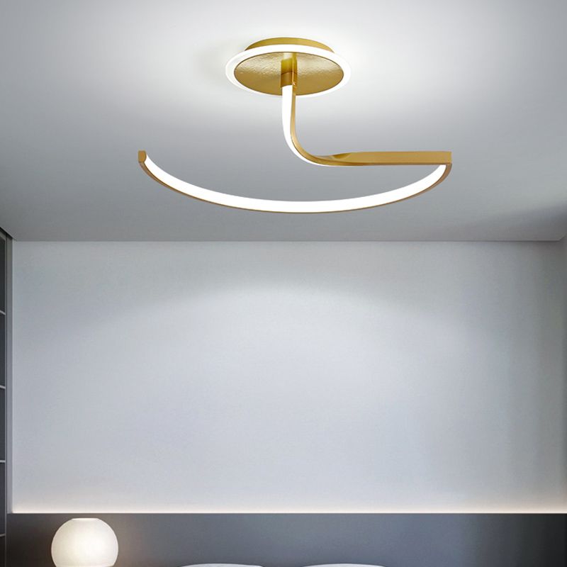 Plafonnier LED en forme de ligne en aluminium moderne, 2 lumières, montage encastré pour le salon