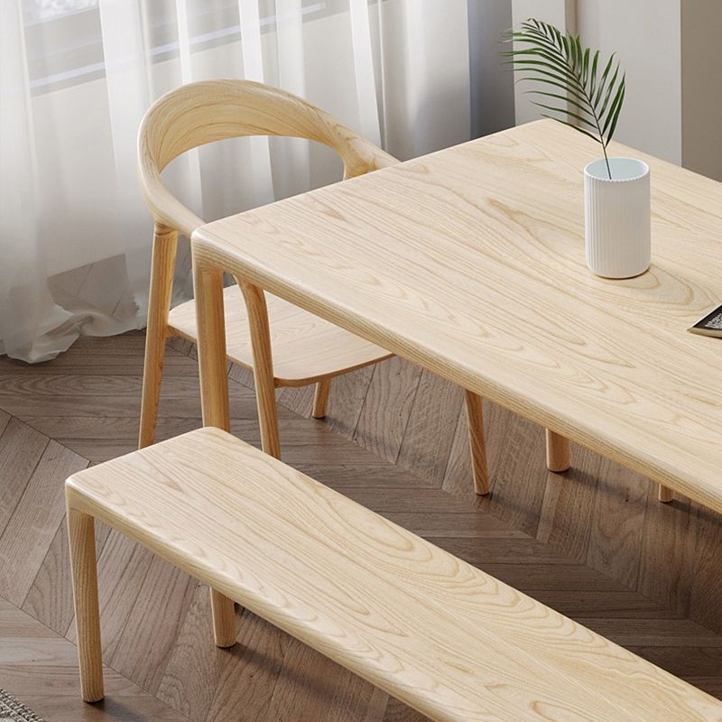 1/2/5 Pcs Rectangle Solid Wood Standard Height Dining Furniture Set in Light