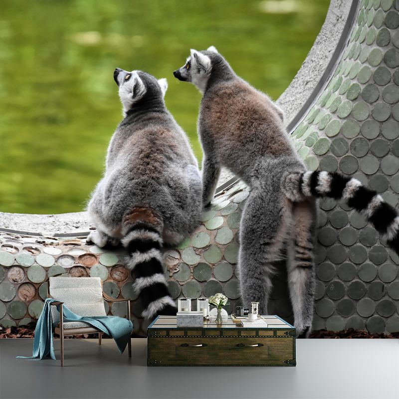 Customized Lemur Mural Environment Friendly Wallpaper for Sleeping Room Bedroom