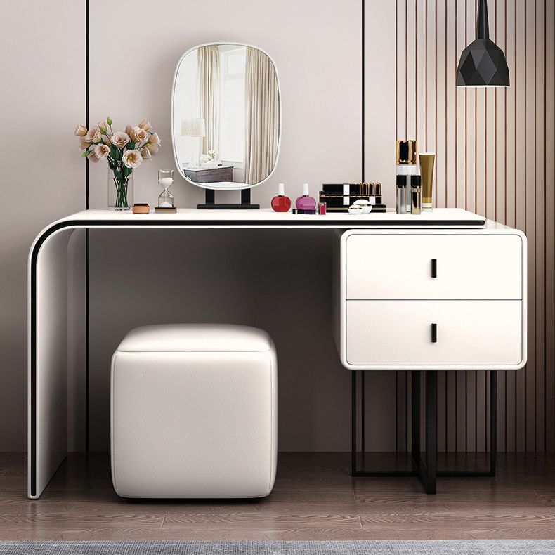 2-drawer Leather Vanity Table 28.74" H Dressing Table with Metal Base