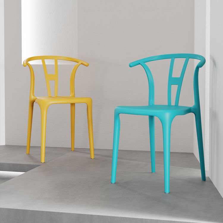 Contemporary Stacking Dining Side Chair in Plastic with Open Back