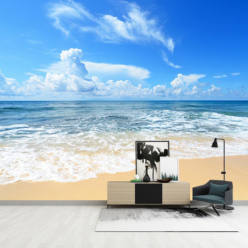 Fresh Color Seashore Decorative Mural Wallpaper for Coffee Shop and Living Room
