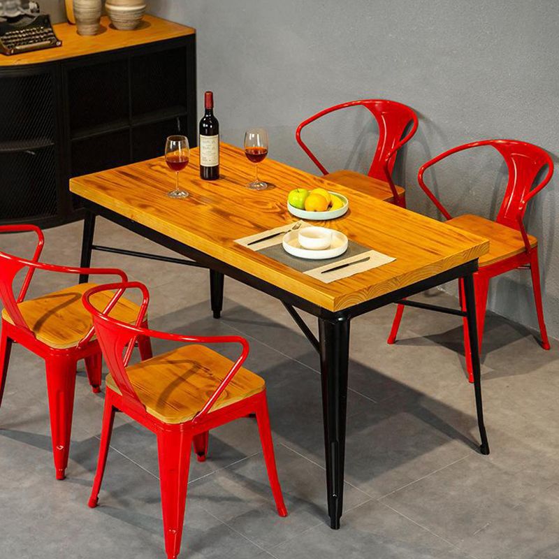 Industrial Metal Dining Chair Open Back Dining Side Furniture in Matte Finish for Indoor