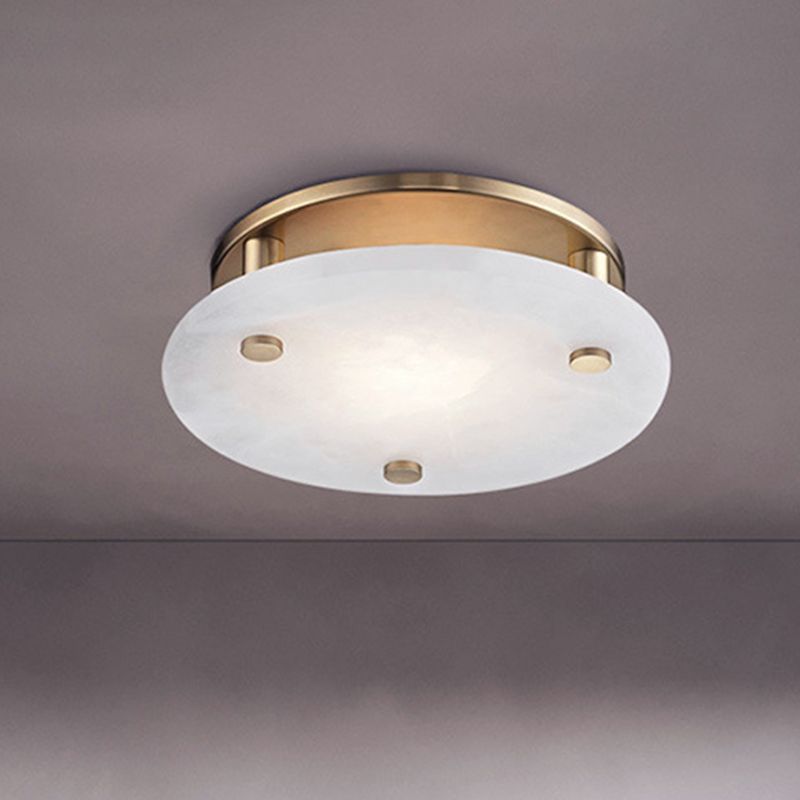 Gold Circle Ceiling Light Fixture Colonialism White Glass 3 Lights Living Room Semi Flush Mount