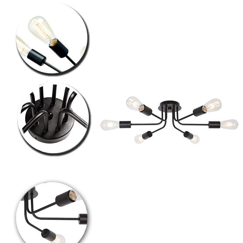 Metal Sputnik Shape Flush Mount Light Modern Multi Lights Flush Mounted Light Fixture