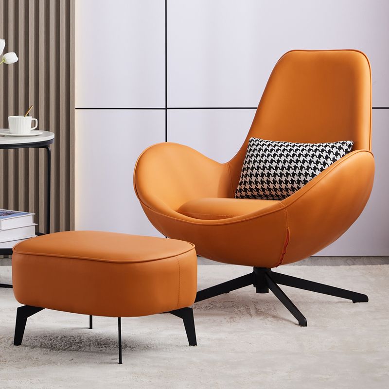 Fixed Back Lounge Chair Water Resistant Ottoman Set with Metal Legs