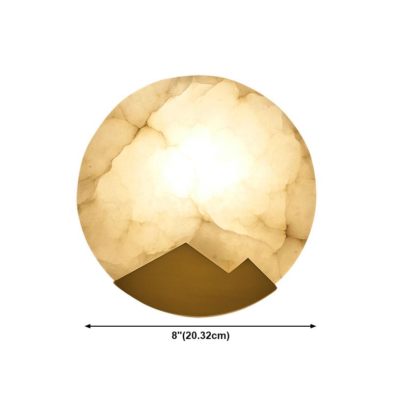 Modern Brass Wall Light Gold Round 8" High Wall Sconce Lamp for Bedroom