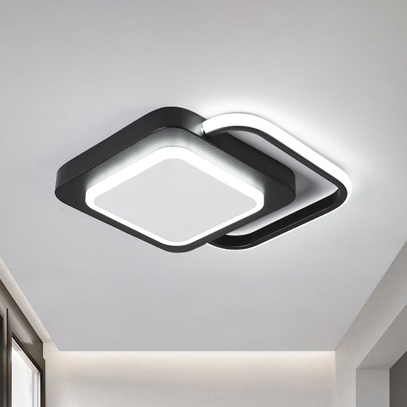 Lampada da soffitto minimale con rombo in metallo Lampada da incasso nera a LED in luce bianca/calda per balcone (La personalizzazione durerà 15 giorni)
