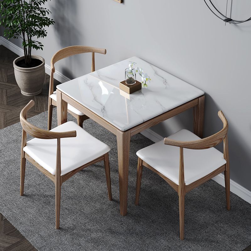 Square Marble Dining Table Industrial Style 4 Legs Table for Dining Room