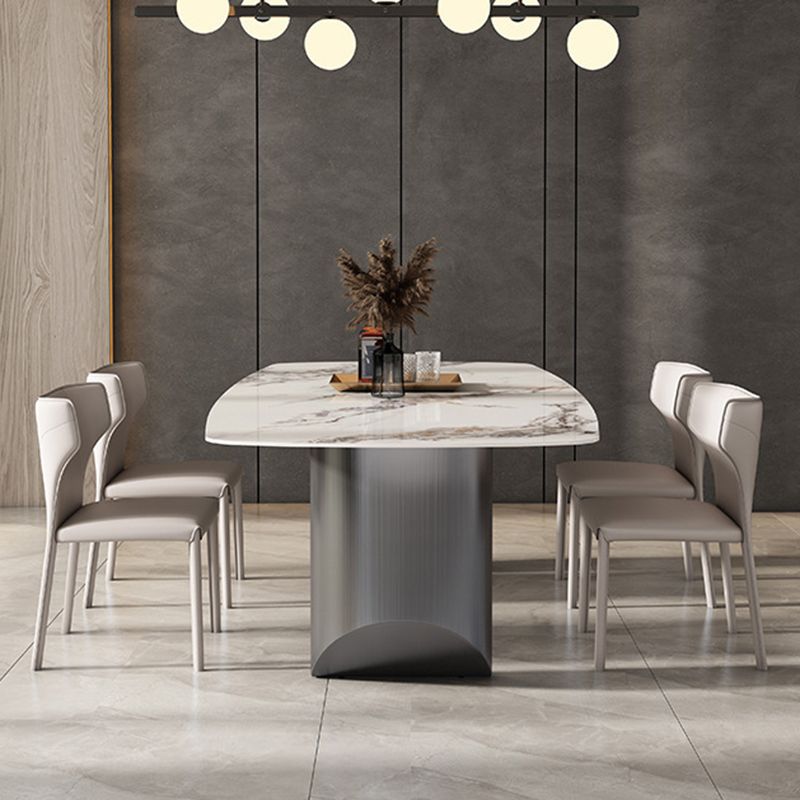 Contemporary Style 1/3/4/6/7/8 Pieces Dining Chairs Set Rectangle Stone Furniture in Gray