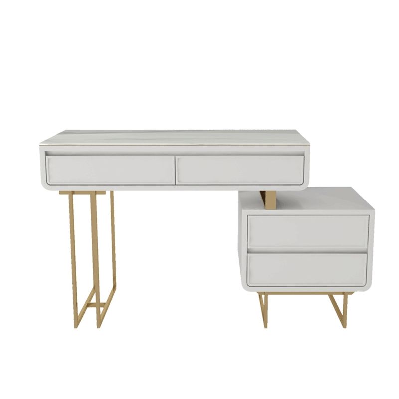 Glam Style White Gold Dresser Bedroom with Drawer Standing Make-up Vanity