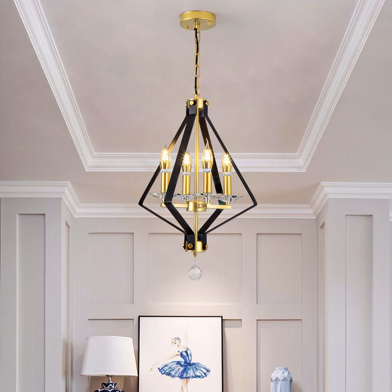 Chandelier géométrique Metal industriel 4 lumières Pendant le lustre pour salle à manger