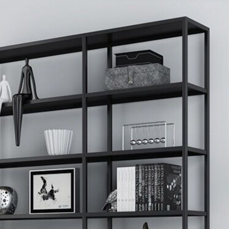 Contemporary Metal Bookcase Open Back Black Etagere Bookshelf