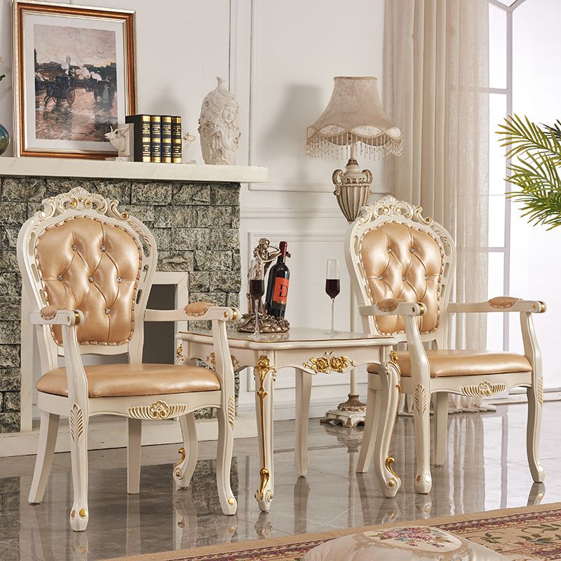 Silla de comedor tapizada victoriana King Louis Back Silla de comedor con acabado mate (juego de 2)