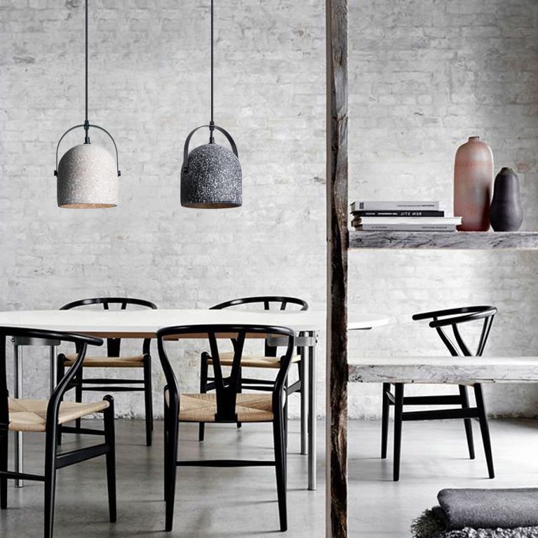 Bell Ceiling Pendant Light Minimalist Style Cement Dinning Room Hanging Lamp Kit