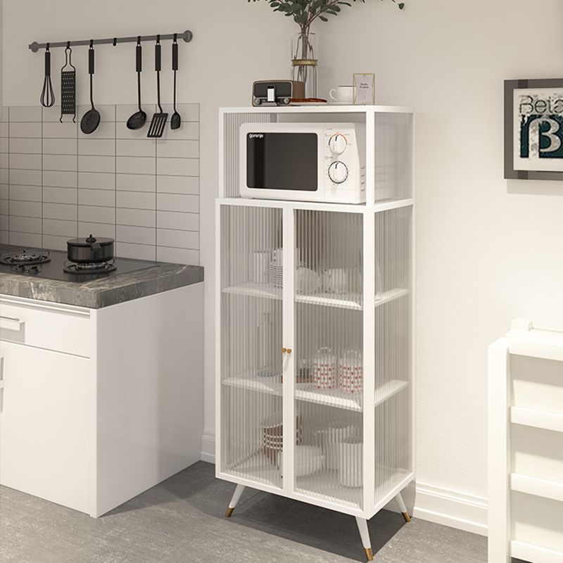 Contemporary Curio Cabinet Metal Glass Doors Display Stand for Dining Room