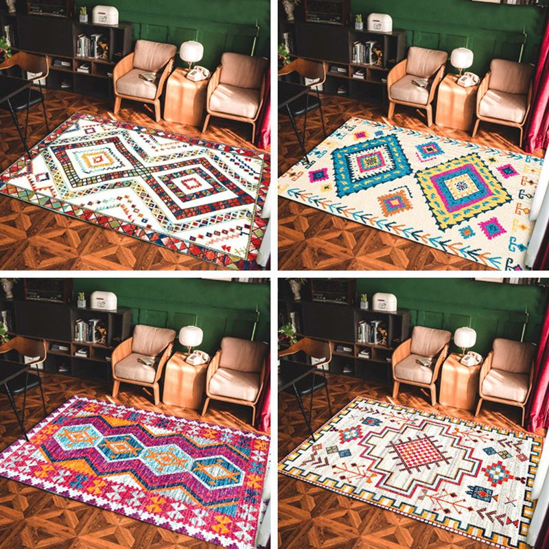 Vintage Geo Print Teppich mehrfarbiger persischer Indoor-Teppichsynthetik Anti-Rutsch-Backing Easy Care Teppich für Zimmer